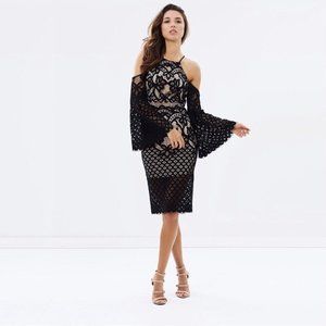 Bardot Mila Lace Cold Shoulder Sheath Dress, US Size 8